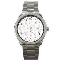 Pattern Flowers Sport Metal Watch by artworkshop