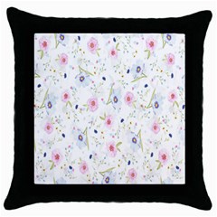 Pattern Flowers Throw Pillow Case (black) by artworkshop