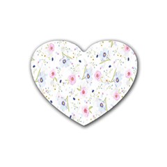 Pattern Flowers Rubber Coaster (heart) by artworkshop