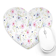 Pattern Flowers Heart Mousepads by artworkshop