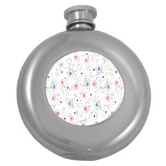 Pattern Flowers Round Hip Flask (5 Oz) by artworkshop