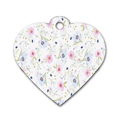 Pattern Flowers Dog Tag Heart (one Side) by artworkshop