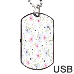 Pattern Flowers Dog Tag Usb Flash (one Side) by artworkshop