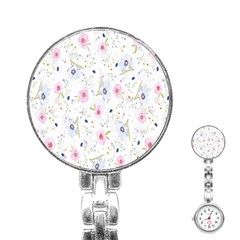 Pattern Flowers Stainless Steel Nurses Watch by artworkshop