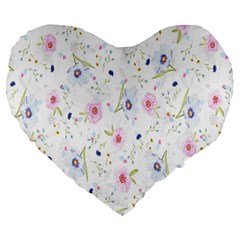 Pattern Flowers Large 19  Premium Heart Shape Cushions by artworkshop