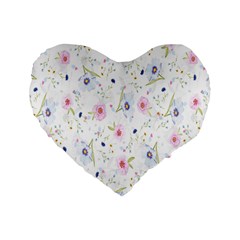 Pattern Flowers Standard 16  Premium Flano Heart Shape Cushions by artworkshop