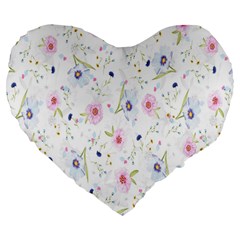 Pattern Flowers Large 19  Premium Flano Heart Shape Cushions by artworkshop