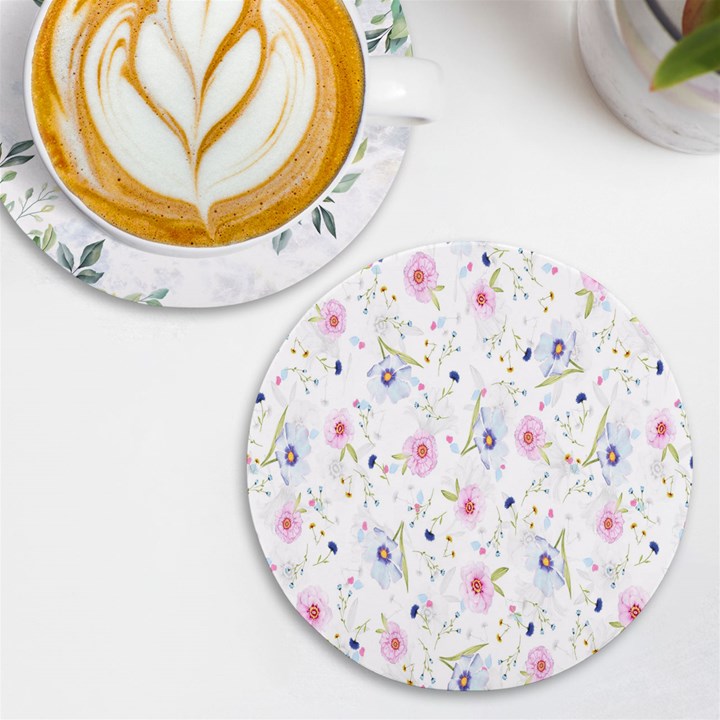 Pattern Flowers UV Print Round Tile Coaster