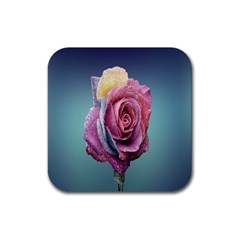 Rose Flower Love Romance Beautiful Rubber Coaster (square) by artworkshop