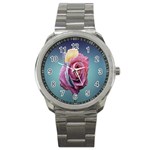 Rose Flower Love Romance Beautiful Sport Metal Watch Front