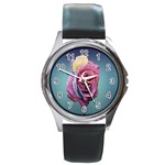 Rose Flower Love Romance Beautiful Round Metal Watch Front