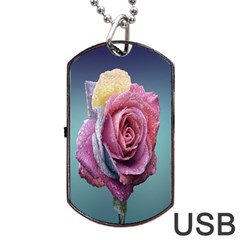 Rose Flower Love Romance Beautiful Dog Tag Usb Flash (two Sides) by artworkshop