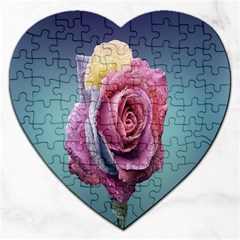 Rose Flower Love Romance Beautiful Jigsaw Puzzle (heart) by artworkshop