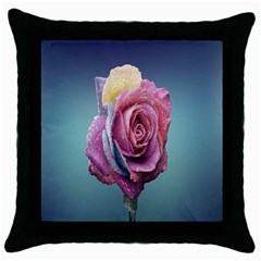 Rose Flower Love Romance Beautiful Throw Pillow Case (black) by artworkshop