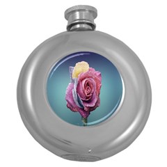 Rose Flower Love Romance Beautiful Round Hip Flask (5 Oz) by artworkshop