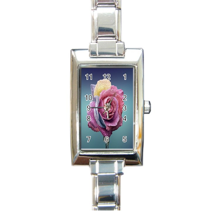 Rose Flower Love Romance Beautiful Rectangle Italian Charm Watch