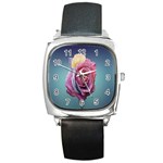 Rose Flower Love Romance Beautiful Square Metal Watch Front