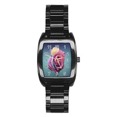 Rose Flower Love Romance Beautiful Stainless Steel Barrel Watch by artworkshop