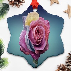 Rose Flower Love Romance Beautiful Snowflake Ornament (two Sides) by artworkshop