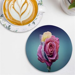 Rose Flower Love Romance Beautiful Uv Print Round Tile Coaster