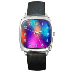 Triangles Polygon Color Square Metal Watch by artworkshop