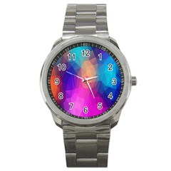 Triangles Polygon Color Sport Metal Watch by artworkshop