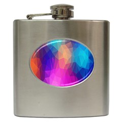 Triangles Polygon Color Hip Flask (6 Oz) by artworkshop