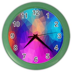 Triangles Polygon Color Color Wall Clock by artworkshop