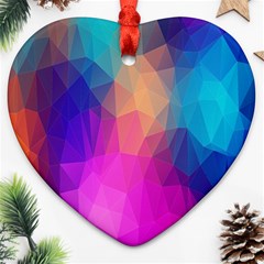 Triangles Polygon Color Heart Ornament (two Sides) by artworkshop