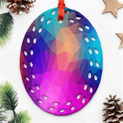 Triangles Polygon Color Ornament (oval Filigree) by artworkshop