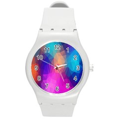 Triangles Polygon Color Round Plastic Sport Watch (m) by artworkshop