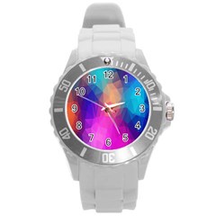 Triangles Polygon Color Round Plastic Sport Watch (l) by artworkshop