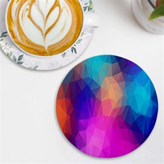 Triangles Polygon Color Uv Print Round Tile Coaster