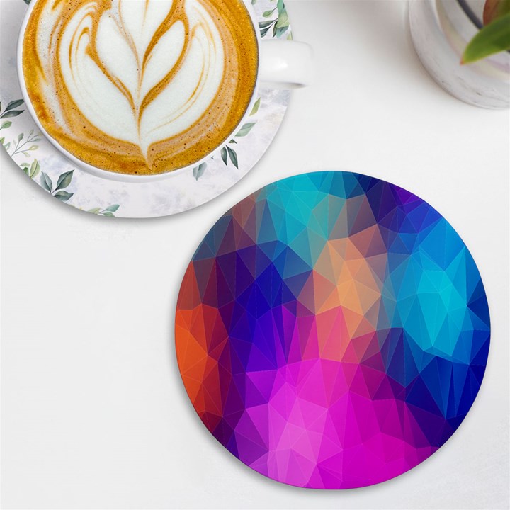 Triangles Polygon Color UV Print Round Tile Coaster