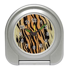 Tiger Animal Print A Completely Seamless Tile Able Background Design Pattern Travel Alarm Clock by Amaryn4rt