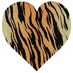 Tiger Animal Print A Completely Seamless Tile Able Background Design Pattern Wooden Puzzle Heart by Amaryn4rt