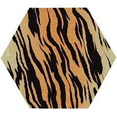 Tiger Animal Print A Completely Seamless Tile Able Background Design Pattern Wooden Puzzle Hexagon by Amaryn4rt