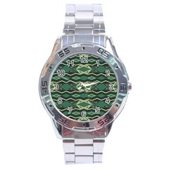 Abstract Pattern Geometric Backgrounds Stainless Steel Analogue Watch by Eskimos