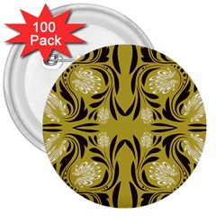 Folk Flowers Print Floral Pattern Ethnic Art 3  Buttons (100 Pack)  by Eskimos