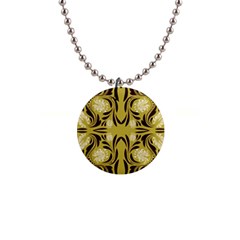 Folk Flowers Print Floral Pattern Ethnic Art 1  Button Necklace by Eskimos