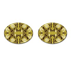 Folk Flowers Print Floral Pattern Ethnic Art Cufflinks (oval) by Eskimos