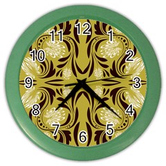 Folk Flowers Print Floral Pattern Ethnic Art Color Wall Clock by Eskimos