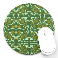 Folk Flowers Print Floral Pattern Ethnic Art Round Mousepads by Eskimos