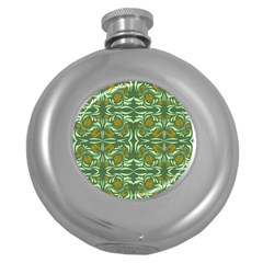 Folk Flowers Print Floral Pattern Ethnic Art Round Hip Flask (5 Oz) by Eskimos