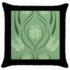 Folk Flowers Print Floral Pattern Ethnic Art Throw Pillow Case (black) by Eskimos