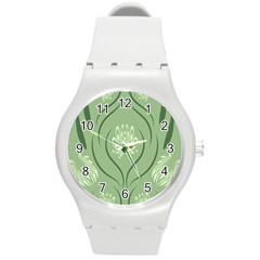 Folk Flowers Print Floral Pattern Ethnic Art Round Plastic Sport Watch (m) by Eskimos