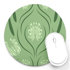 Folk Flowers Print Floral Pattern Ethnic Art Round Mousepads by Eskimos