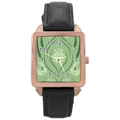 Folk Flowers Print Floral Pattern Ethnic Art Rose Gold Leather Watch  by Eskimos