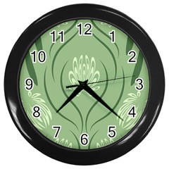 Folk Flowers Print Floral Pattern Ethnic Art Wall Clock (black) by Eskimos