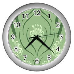 Folk Flowers Print Floral Pattern Ethnic Art Wall Clock (silver) by Eskimos